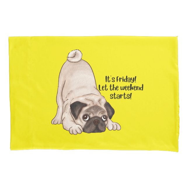 Mops Hund - Gelbkinder - Kissenkoffer Kissenbezug (Vorderseite)