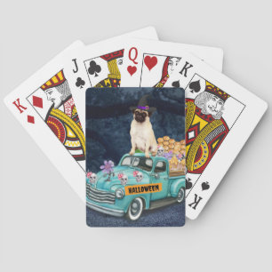Mops-Hund Halloween-LKW Gruselige Nacht Spielkarten