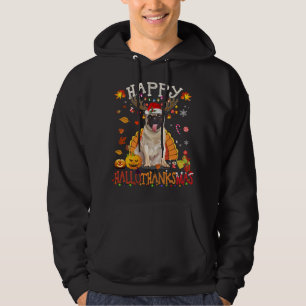 Mops Hund Happy Hallothanksmas Halloween Thanksgiv Hoodie