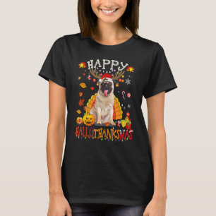 Mops Hund Happy Hallothanksmas Halloween Thanksgiv T-Shirt