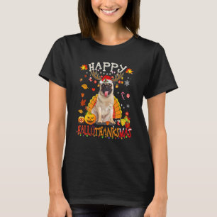 Mops Hund Happy Hallothanksmas Halloween Thanksgiv T-Shirt