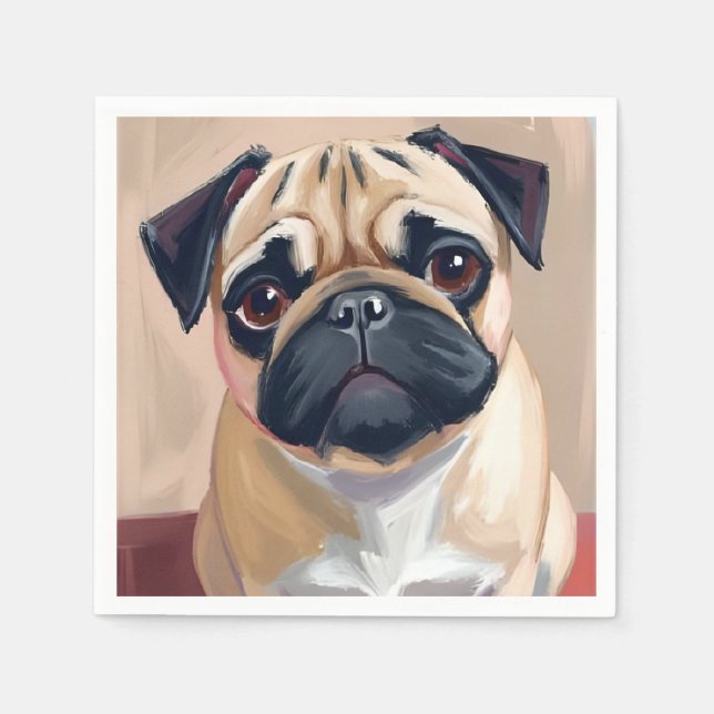 Mops-Hund Haustier Malerei  Serviette (Vorderseite)
