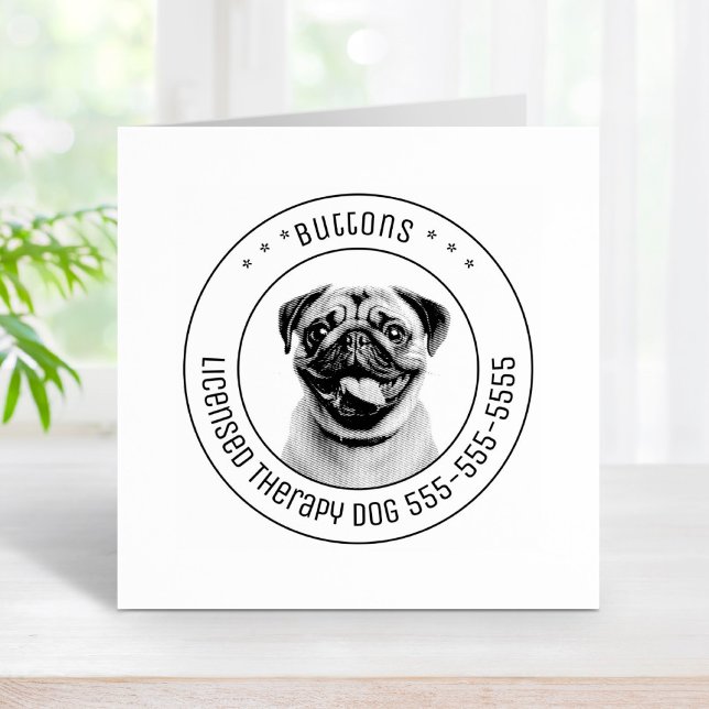 Mops Hund Haustiere Foto rund Gummistempel (Von Creator hochgeladen)