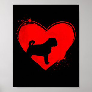 Mops Hund Herzform Valentine Hunde Liebhaber Poster