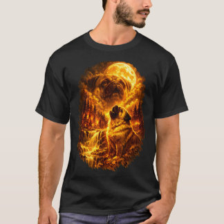 Mops-Hund heult zum Mond dramatischer Vollmond  T-Shirt