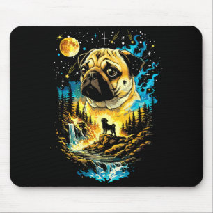 Mops-Hund heult zum Mond vintage lustiger Mops Mon Mousepad