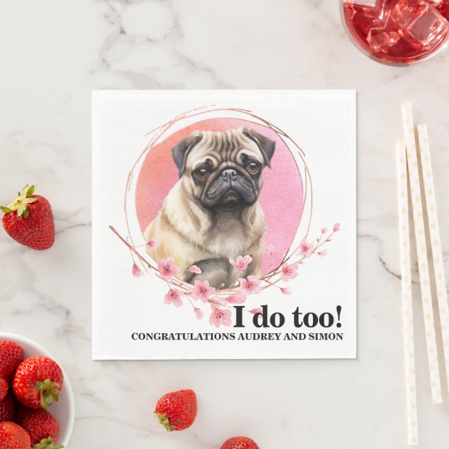 Mops Hund Hochzeit Napkins mit Hunden Foto Serviette (Beispiel)