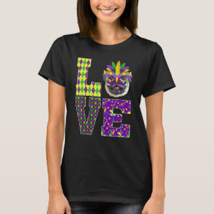 Mops Hund I Liebe Mardi Gras Kostümmaske T-Shirt