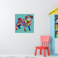 Mops Hund im bunten Straßenstil