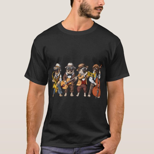 Mops-Hund-Jazzmusiker T-Shirt (Vorderseite)