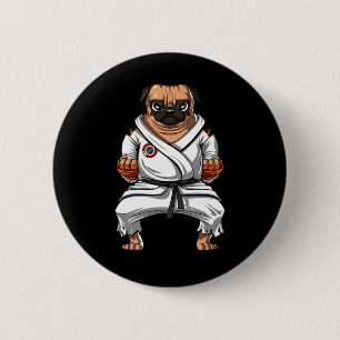 Mops-Hund Karate Martial Arts Kickboxen Jiu Jitsu Button