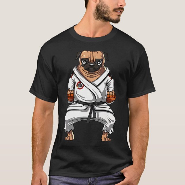 Mops Hund Karate T-Shirt (Vorderseite)