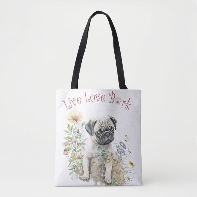 Mops Hund Mama Bläschen Tasche (Vorderseite)