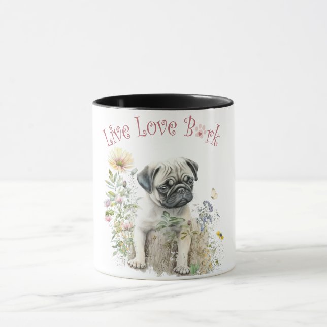 Mops Hund Mama Bläschen Tasse (Zentrum)