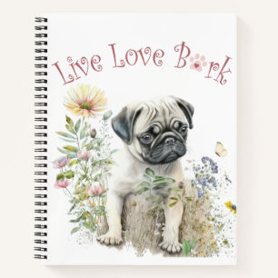 Mops-Hund-Mama-Blumen Notizbuch