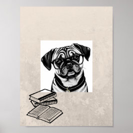Mops Hund mit Brille drucken Poster