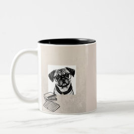 Mops Hund mit Brille-Tasse Zweifarbige Tasse