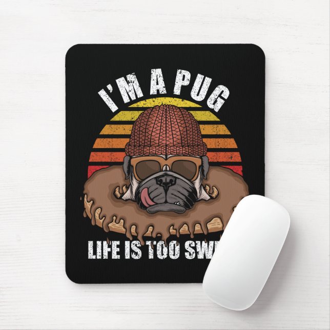 Mops Hund mit Donuts Retrodesign Mouse Pad Mousepad (Mit Mouse)