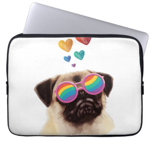 Mops Hund mit Herzen Valentinstag Laptopschutzhülle