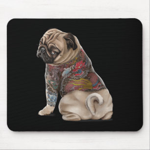 Mops Hund mit traditionellem japanischen Drachen T Mousepad