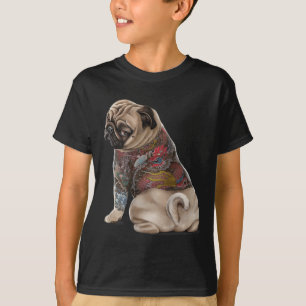 Mops Hund mit traditionellem japanischen Drachen T T-Shirt