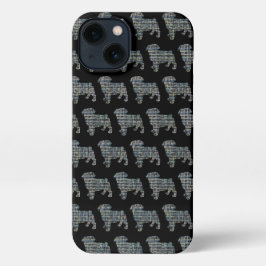 Mops Hund Niedliche Silhouette Raster Schwarz iPhone Hülle
