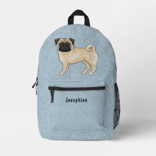 Mops-Hund-Rasse-Design mit individuellem Text im R Bedruckter Rucksack