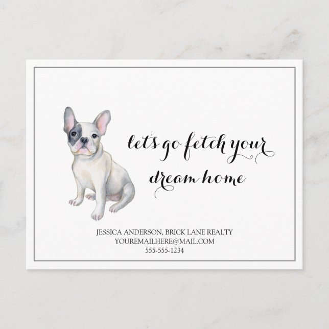 Mops Hund Real Anwesen kaufen Marketing Postkarte (Vorderseite)