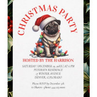 Mops Hund Retro Aquarell Weihnachten