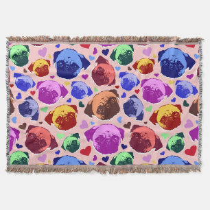 Mops-Hund Retro PopArt Stil Decke