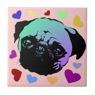 Mops-Hund Retro PopArt-Stil Fliese