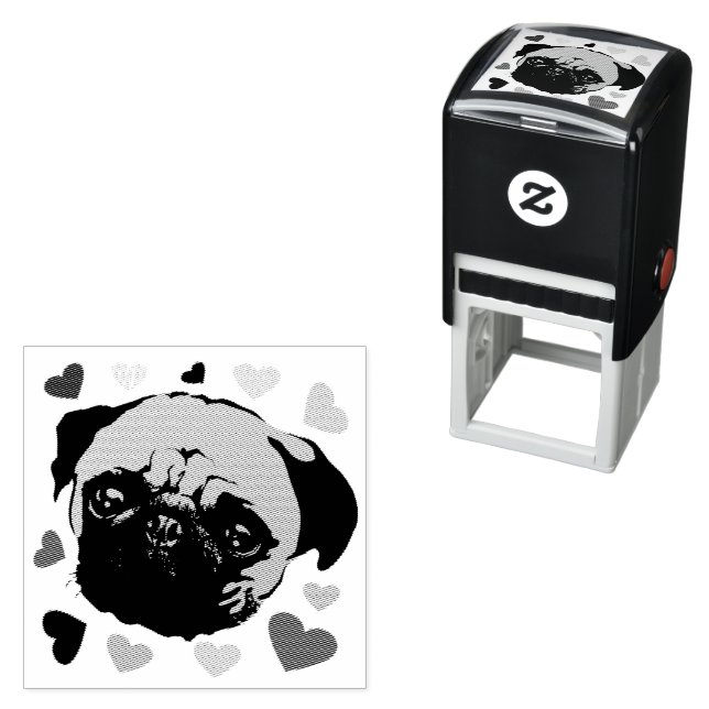 Mops-Hund Retro PopArt Stil Permastempel (Beispiel)