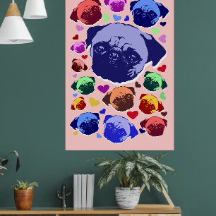 Mops-Hund Retro PopArt Stil Poster