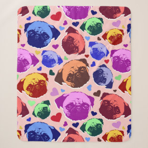 Mops-Hund Retro PopArt-Stil Sherpadecke