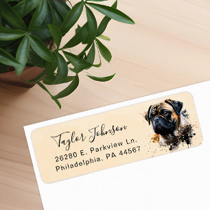 Mops-Hund Rücksende-Adressetikett