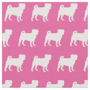 Mops Hund Silhouette Pet Pink Stoff