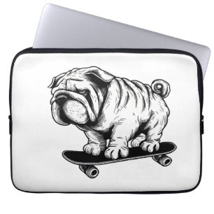 Mops-Hund Skateboarder Street-Art-Zeichnung Laptopschutzhülle