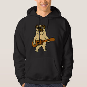 Mops-Hund spielt Gitarre Gitarrist Cartoon-Tier Pu Hoodie