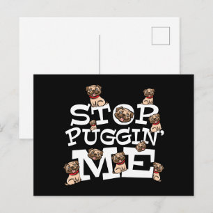Mops Hund stoppt mich zu umarmen - Funny Puffer Zi Postkarte