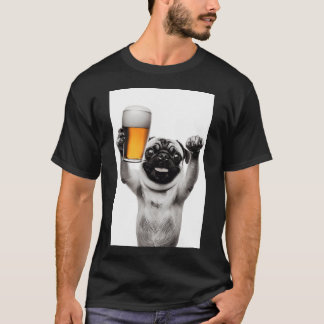 Mops-Hund trinkt Bier, lustiger Bier-Humor T-Shirt