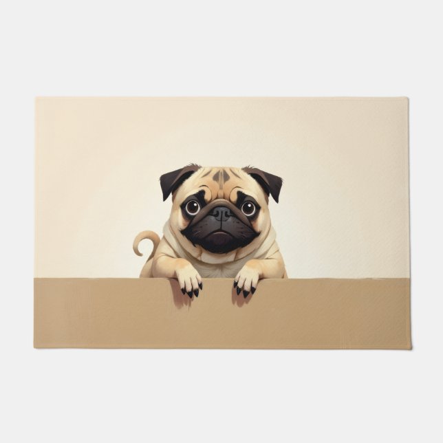 Mops-Hund-Türmatte-Kunst Fußmatte (Vorderseite)