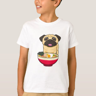 Mops Hund und Ramen T-Shirt