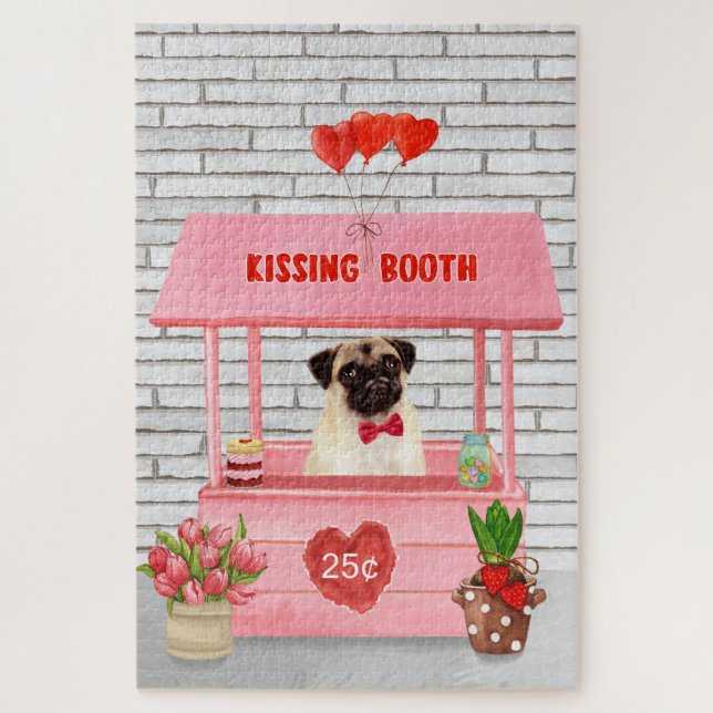 Mops Hund Valentinstag Kissing-Stand (Vertikal)