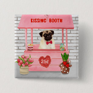 Mops Hund Valentinstag Kissing-Stand Button