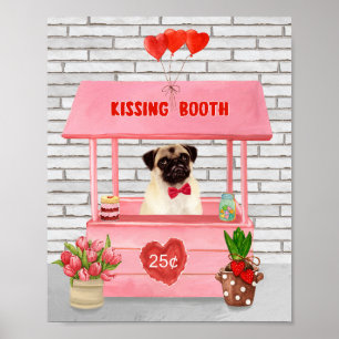 Mops Hund Valentinstag Kissing-Stand Poster