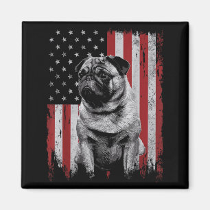 Mops-Hund-Vater-Mutter-Amerika 4. Juli Patriotisch Magnet