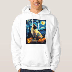 Mops Hund von van gogh Sternennacht Halloween Lust Hoodie