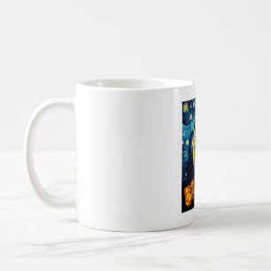 Mops Hund von van gogh Sternennacht Halloween Lust Kaffeetasse
