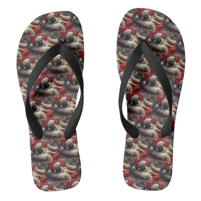 Mops Hund Weihnachten Flip Flops (Fußbett)