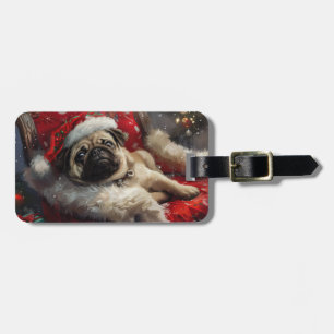 Mops Hund Weihnachten Gepäckanhänger